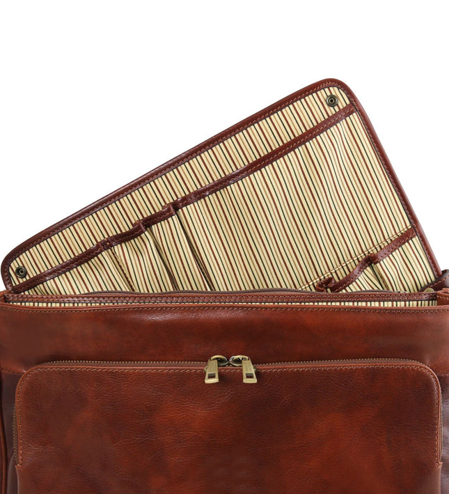 Tuscany Leather – Alessandria - Leather multi compartment TL SMART laptop briefcase – Honing (TL142440)