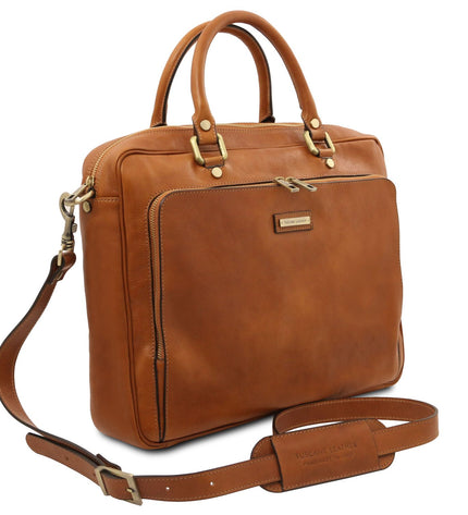 TL142427 – Pisa - leren laptop briefcase with front pocket