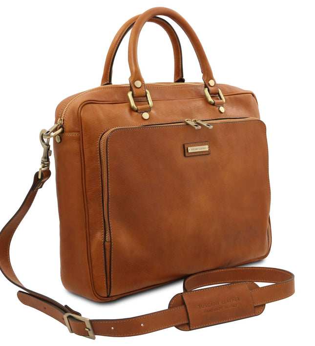 TL142427 – Pisa - leren laptop briefcase with front pocket