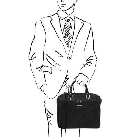 TL142427 – Pisa - leren laptop briefcase with front pocket