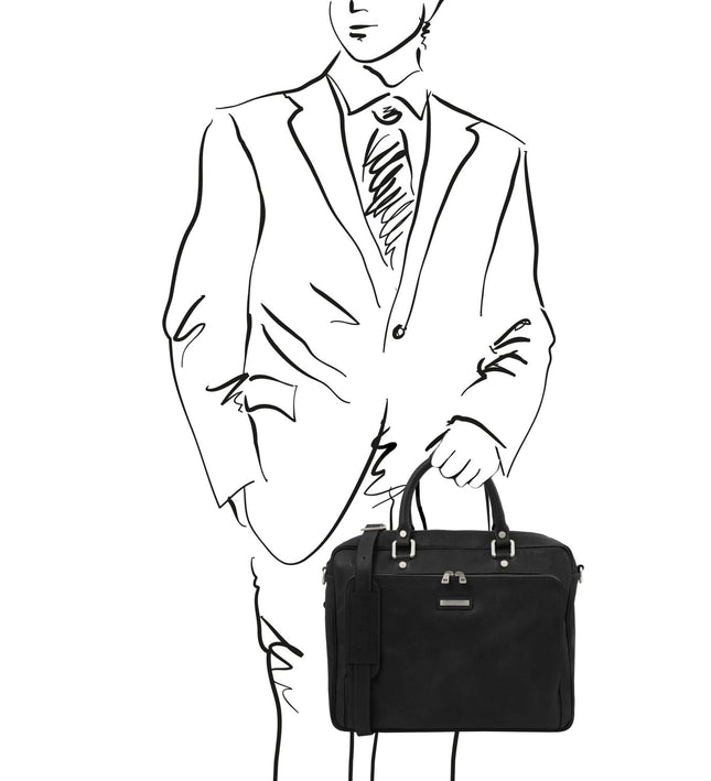 TL142427 – Pisa - leren laptop briefcase with front pocket