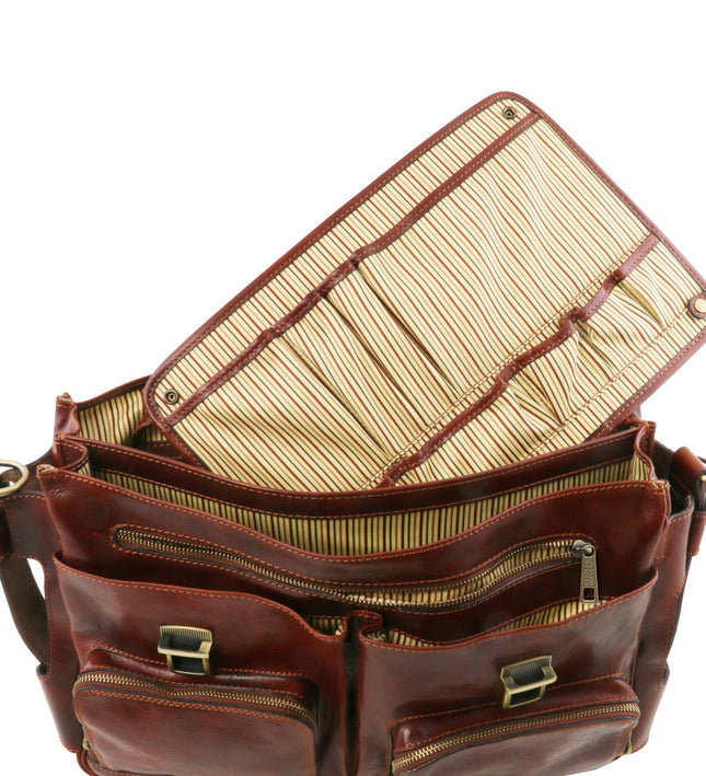 TL142069 – Ventimiglia - leren multi compartment TL SMART briefcase with front pockets