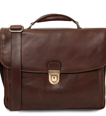 TL142067 – Alessandria - leren multi compartment TL SMART laptop briefcase