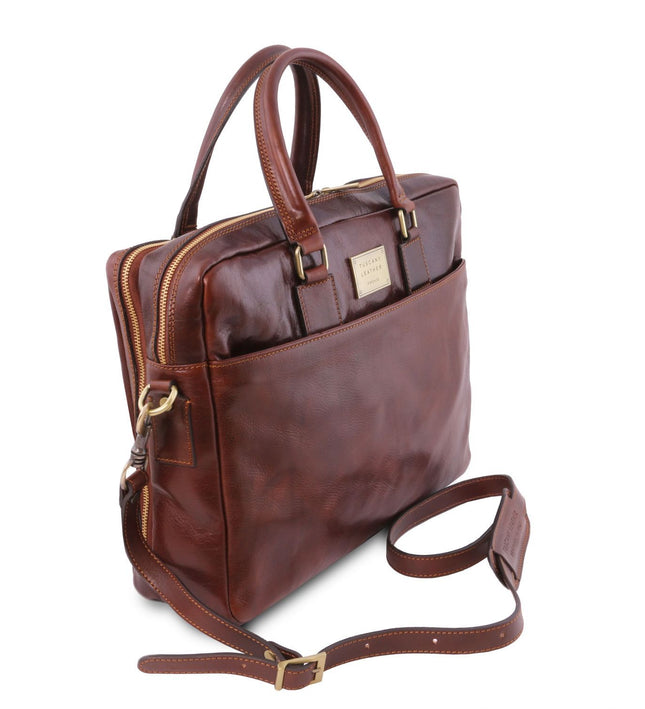 TL141894 – Urbino - leren laptop briefcase 2 compartments with front pocket