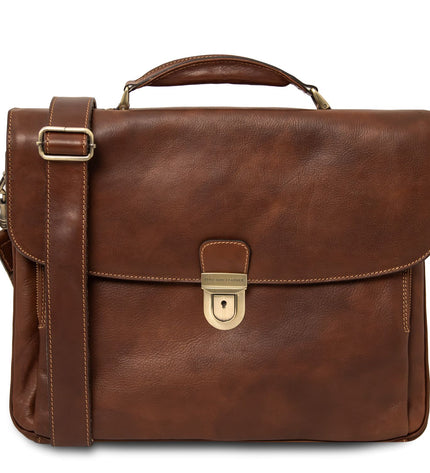 TL142067 – Alessandria - leren multi compartment TL SMART laptop briefcase