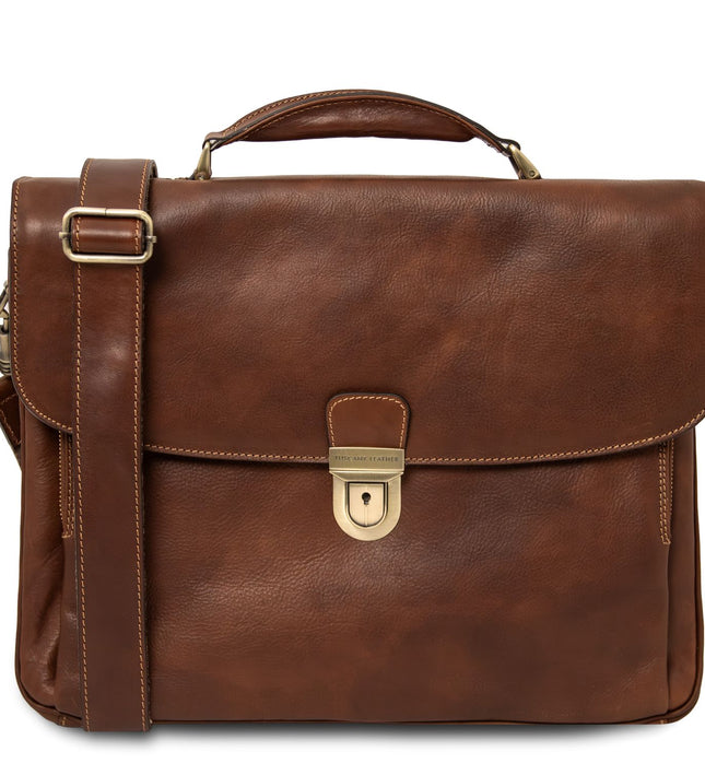 TL142067 – Alessandria - leren multi compartment TL SMART laptop briefcase