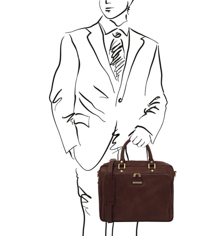 TL142427 – Pisa - leren laptop briefcase with front pocket