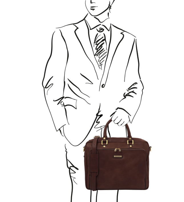 TL142427 – Pisa - leren laptop briefcase with front pocket