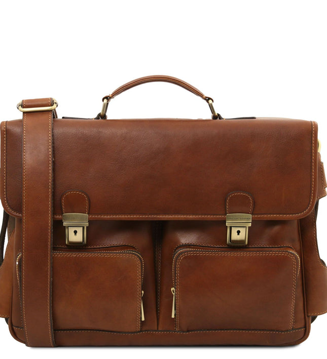 TL142069 – Ventimiglia - leren multi compartment TL SMART briefcase with front pockets